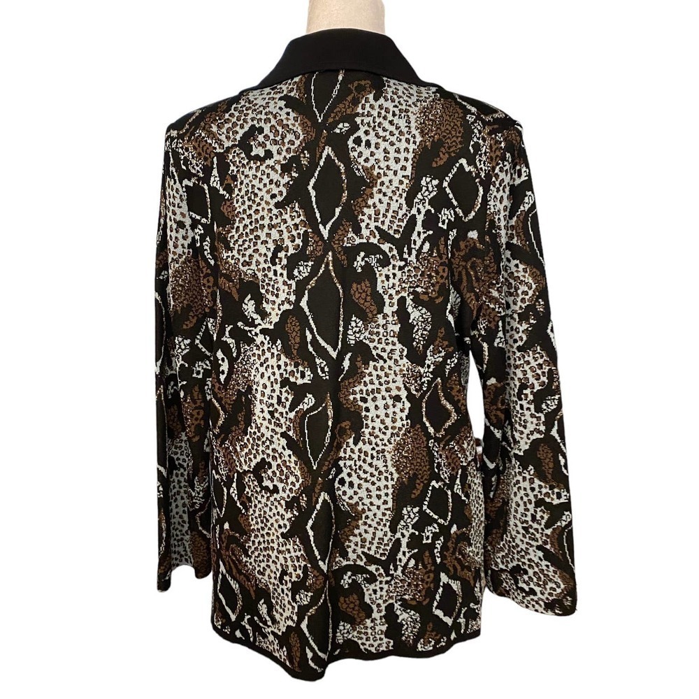 Misook Blue Black Jacket Tank Set Size Medium Knit reptile animal print blazer - Picture 5 of 16